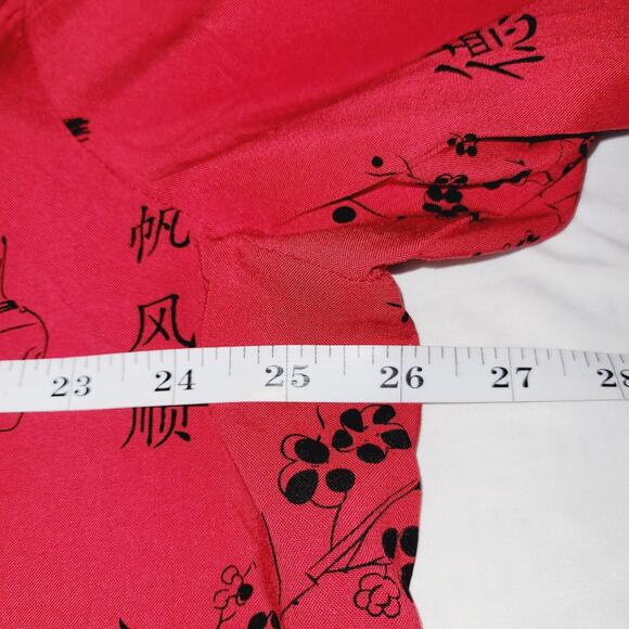 Soft Surroundings Top 3X Red Blouse Wrap Asian Han Character Ball Knot Button - Picture 11 of 14